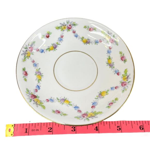 Phoenix Bone China Tea Cup & Saucer Set Floral Garland Gold Trim Vintage England - Picture 6 of 8